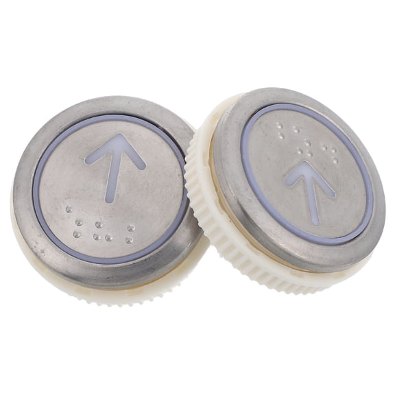 Masteelf 2pcs Elevator Replacement Button Round Stainless Steel Elevator Switch Button with Braille for Elevator Maintenance Repair Accessories