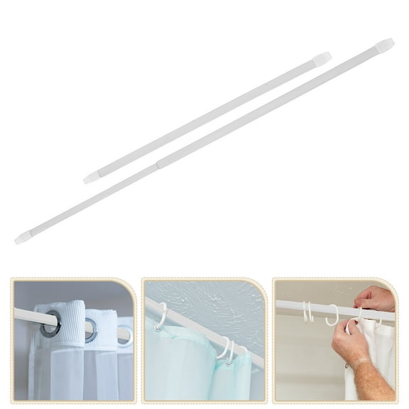 Masteelf 2pcs Extendable Curtain Rods Adjustable Closet Rods Telescopic Window Curtain Pole For Bathroom No Drilling Cupboard Poles 29.6cm To 50cm