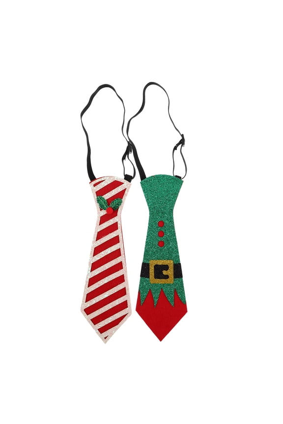 2pcs Felt Christmas Ties Cute Funny Holiday Neckties Necktie New Year Winter Holiday Parties Ties Xmas Celebration Accessory