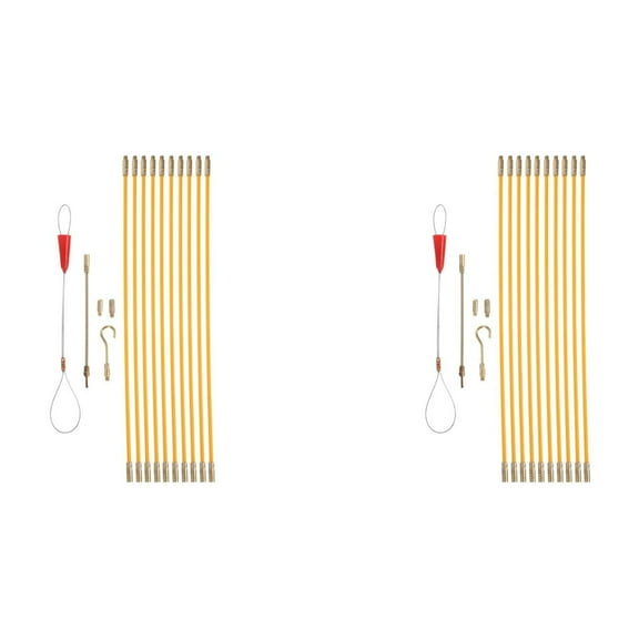 Masteelf 2pcs Fiberglass Wire Pull Rods Wire Running Kit 33CM Wire Through Wall Toolfish Pole Cable Pull Kit For Wire Pulling Accessories Electrical Tools