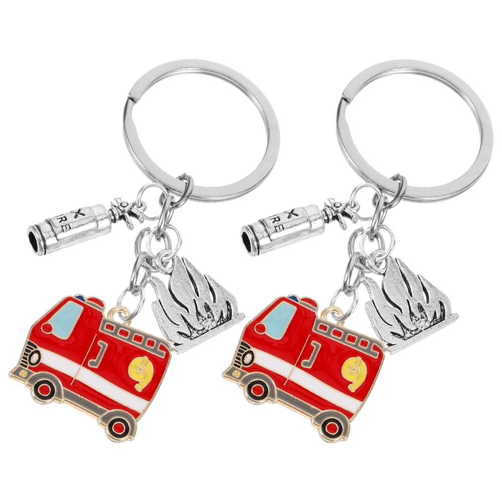 Masteelf 2pcs Firefighter Keychain Fireman Keyring Firefighter Bag