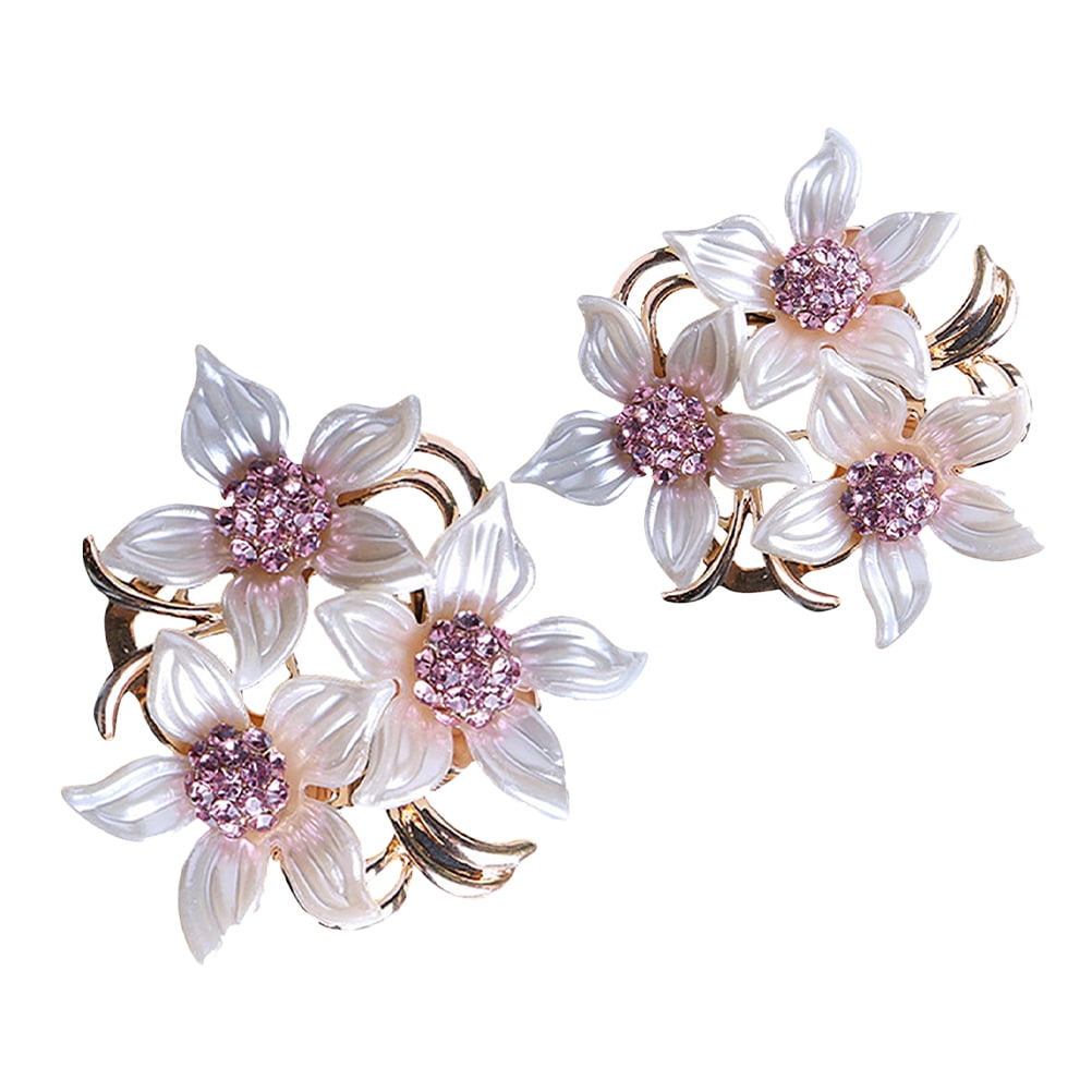 Masteelf 2pcs Flower Lapel Pin Rhinestones Scarf Ring Clip Shawl Brooch Silk Scarf Pins Slide Cardigan Buckle Women Scarf Clasp Dress Clothing Ring Clip Clothes Decorations Buttons