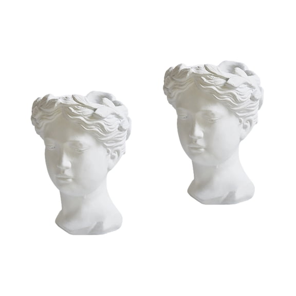 Masteelf 2pcs Flower Planter Resin Statue Flower Planter Decorative Art Sculpture for Home Office