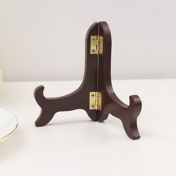 Masteelf 2pcs Foldable Wooden Display Rack Rustic Wood Display Stand Desktop Photo Frame Plate Holder