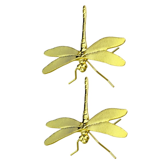 Masteelf 2pcs Gold Dragonfly Figurine Gold Dragonfly Sculpture Home Decor For Insect Ornament Dragonfly Statue Metal Tea Pet