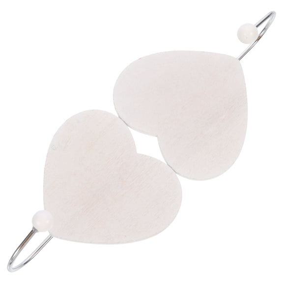 Masteelf 2pcs Heart Shape Wooden Wall Hooks Hole Punched Storage Hook Key Scarf Holder Organizer (White)