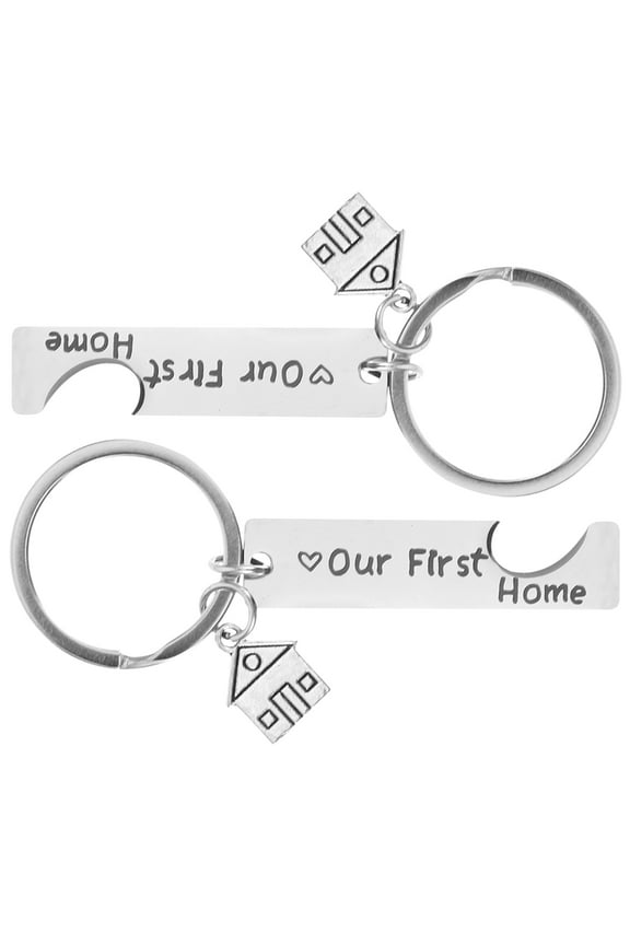 2pcs House Pendant Keychains Housewarming Keychain Decorative Keychain Metal Keychain
