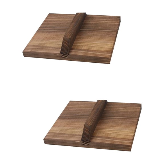 Masteelf 2pcs Japanese Style Skillet Pot Lids for Camping Frying Pan Kitchen Cookware with Wooden Handles