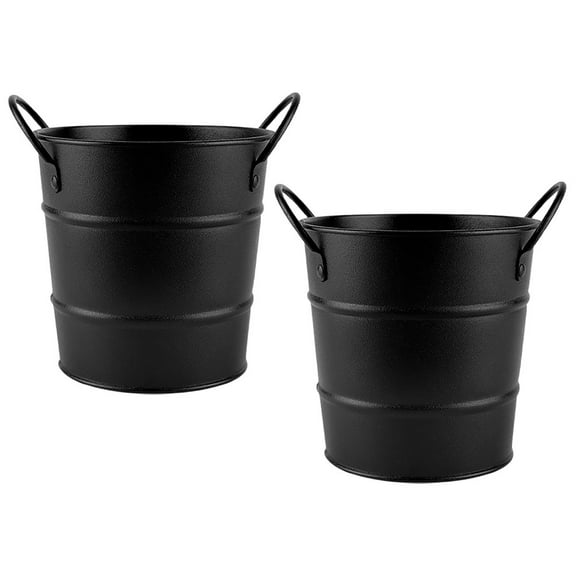 Masteelf  2 Pcs Metal Bucket with Handle Blue Electronic Scale Small Frame Black