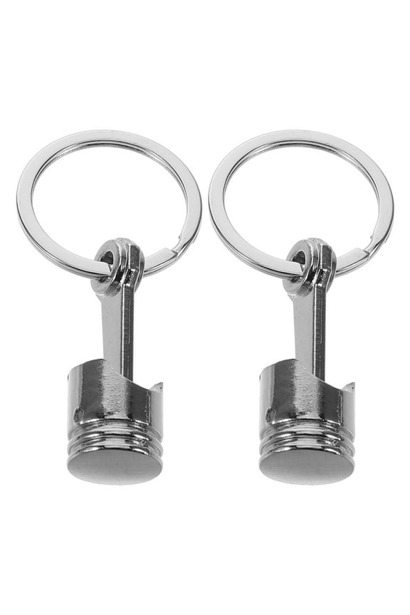 Turbo Engine Piston Keychain for Car Keys Heavy Duty Zinc Alloy Silver Portable Design 2 Pieces
