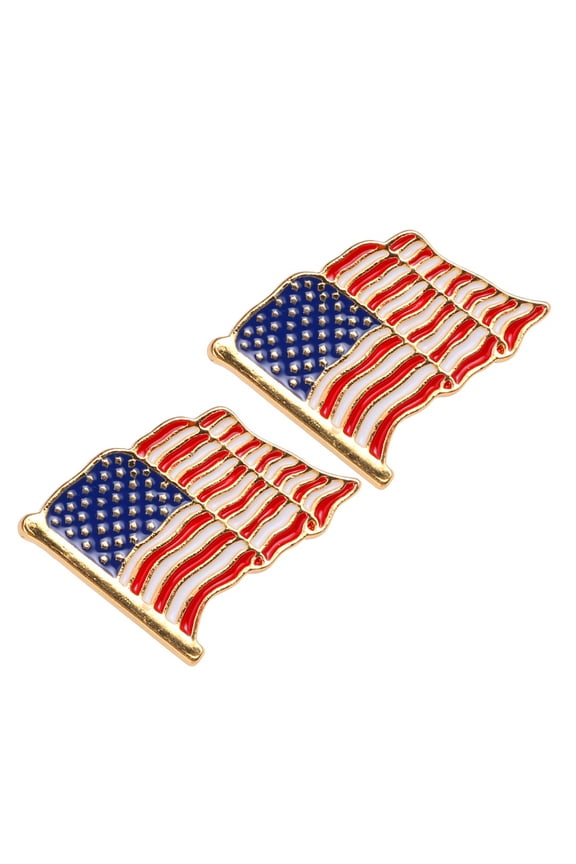 2pcs Metal Flag of American Badge American Flag Pin Badges Flag Metal Patriotic Badge Alloy National Flag Lapel Pin Clothing Brooch Pin