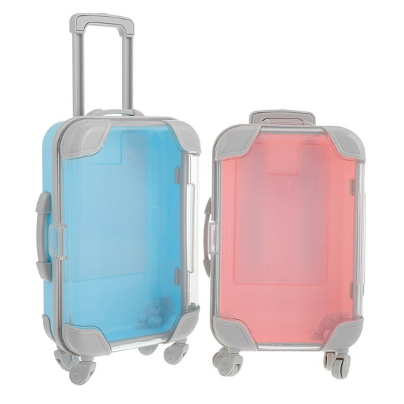 Masteelf 2pcs Mini Suitcase Party Favor Box Plastic Mini Suitcase Empty Candy Box False Eyelashes Packaging Box Trolley Tiny Suitcase for Travel