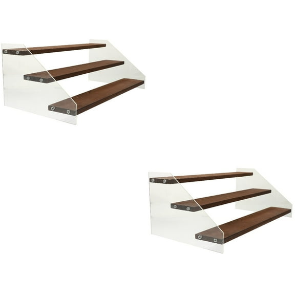 Masteelf 2pcs Model Storage Stand 3-tier Storage Stand Model Display Holder Acrylic Wood Desk Riser Shelf