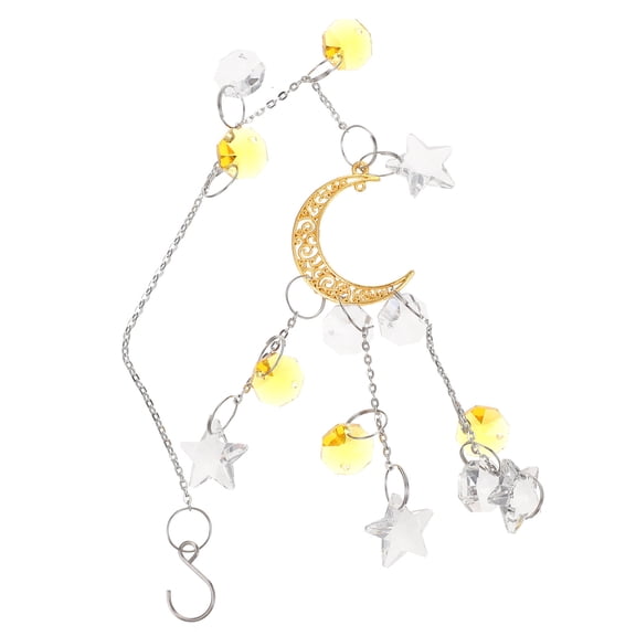 Masteelf 2pcs Moon Shape Hanging Wind Chime Crystal Pendant Bell Home Accessory