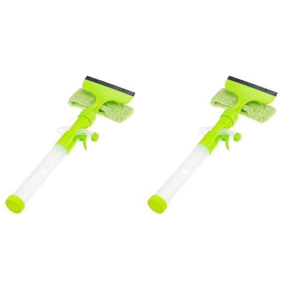 Masteelf 2pcs Multi Function Window Wiper Water Spray Window Cleaner Window Glass Cleaning Wiper (Green)
