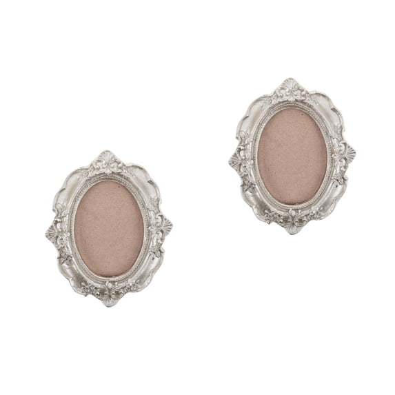 Masteelf 2pcs Oval Vintage Frame Retro Picture Frames Wall Hanging Photo Display Frame White Ornate Frame Decoration for Elegant Photo Displays