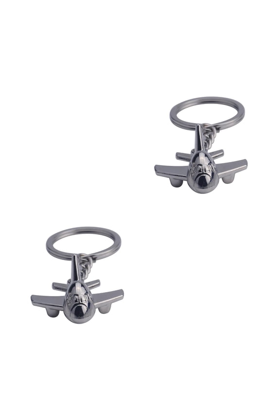 2pcs Personaized Airplane Keyring Metal Keychain Cool Car Keyring Purse Bag Pendant Decoration Creative Gift Party Favor (Silver)