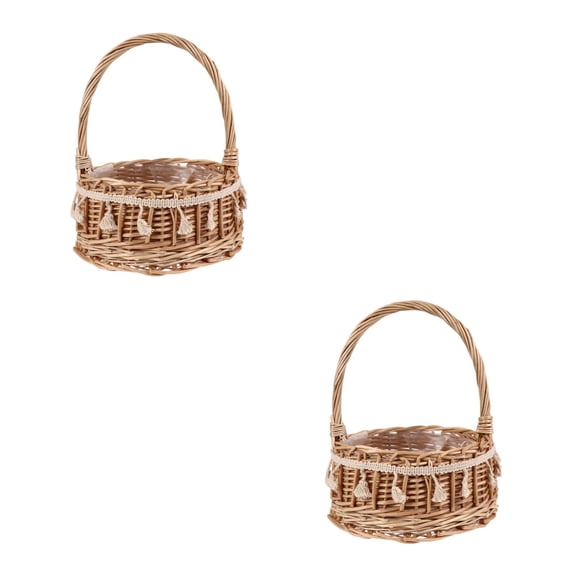 Masteelf 2-Pack Wicker Plant and Flower Storage Baskets, Woven Flower Holders for Home and Garden Organization