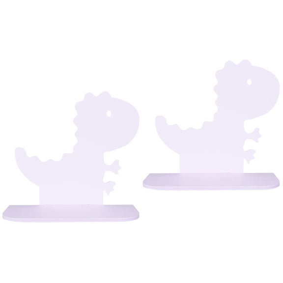 Masteelf 2pcs Punch Free Shelf Rack Baby Kids Room Wall Mount Storage Hanging Decorations Dinosaur Shape DIY Decor (White)