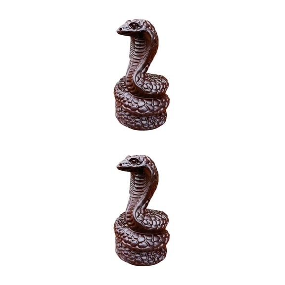 Masteelf 2pcs Realistic Wooden Snake Figurine Animal Sculpture for Chinese Home Decoration for Living Room or Office Desk Decor