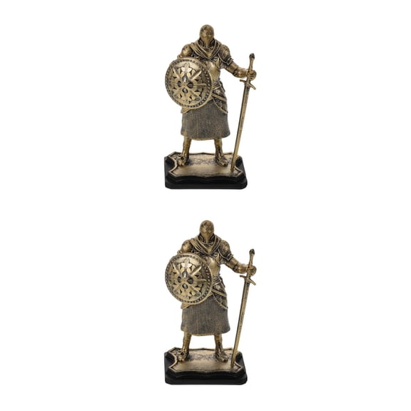 Masteelf 2pcs Resin Knight Figurine Medieval Decor Resin Medieval Knight Sculpture Vintage Soldier Figurines Statue Miniature Display for Sophisticated Home Decor
