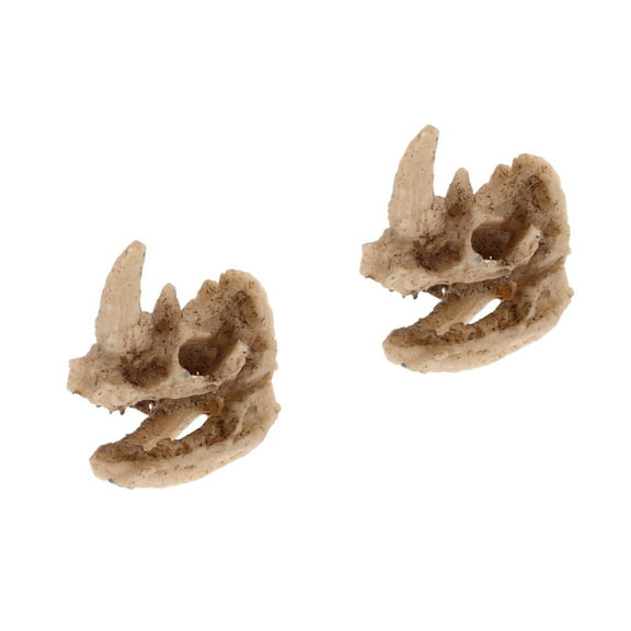 Masteelf 2pcs Resin Rhino Skull Decor for Reptile Tank Creative Hiding Place for Lizards Snakes and Small Pets Ideal for Turtle Habitat and Frog Terrarium Decor