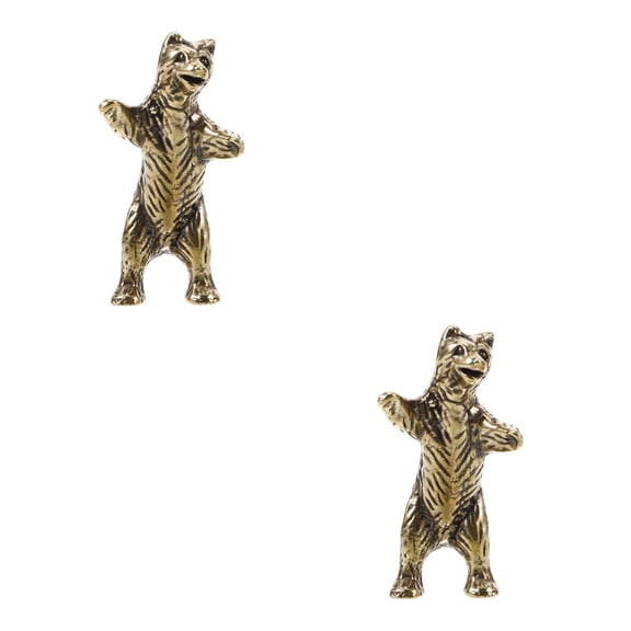 Masteelf 2pcs Retro Brass Animal Figurine Brass Adornment Miniature Bear Shaped Brass Statue Brass Craft Bear Table Ornament Desktop Bear Figurine