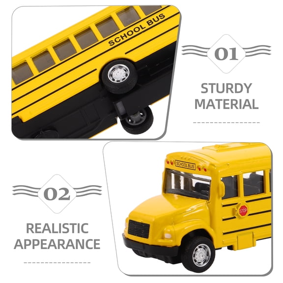 Masteelf 2pcs School Bus Toy Die Cast Pull Back Model Cars Large Yellow Metal Toy Vehicles Play Bus For Boys Girls Kids Toddlers School Bus Model