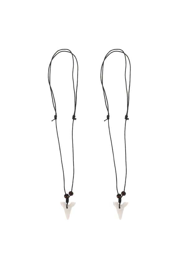 White Resin Sharks Tooth Charm Necklace for Decoration Durable and Exquisitely Crafted 2 Pieces