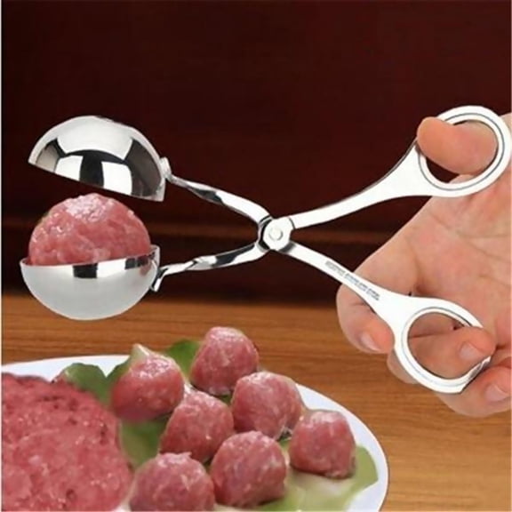 Masteelf 2pcs Stainless Steel Meatball Maker Convenient Stuffed Meatball DIY Clip Meat Rice Ball Maker Mold Kitchen Gadget (Small and Large Size)