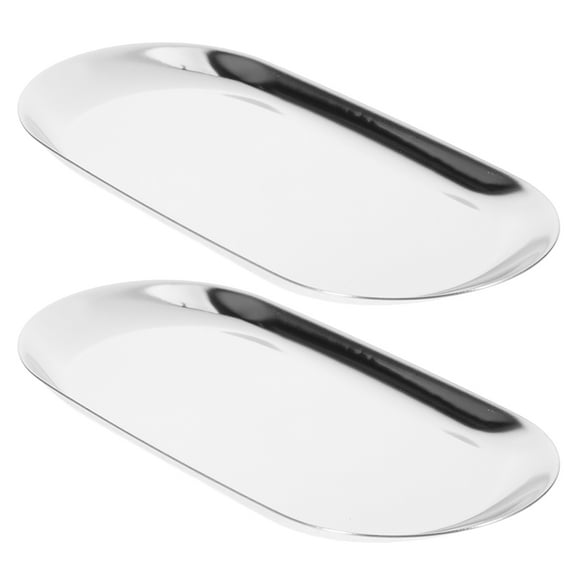 Masteelf 2pcs Stainless Steel Tip Tray for Cafes Stainless Steel Tip Tray Restaurant Guest Check Bill Holder Food Serving Tray Jewelry Dish Bathroom Serving Platter for Cafes Shops