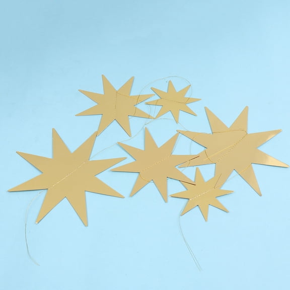 Masteelf 2-Pack Star-Shaped Hanging Pull Flags Garland Banner for Party Decoration, Golden Color, Festive Supplies