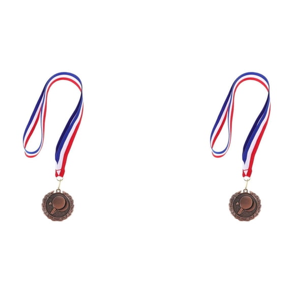 Masteelf 2pcs Table Tennis Award Medal for Kids Table Tennis Sports Competition Zinc Alloy Medal for School Community Games Party Favor