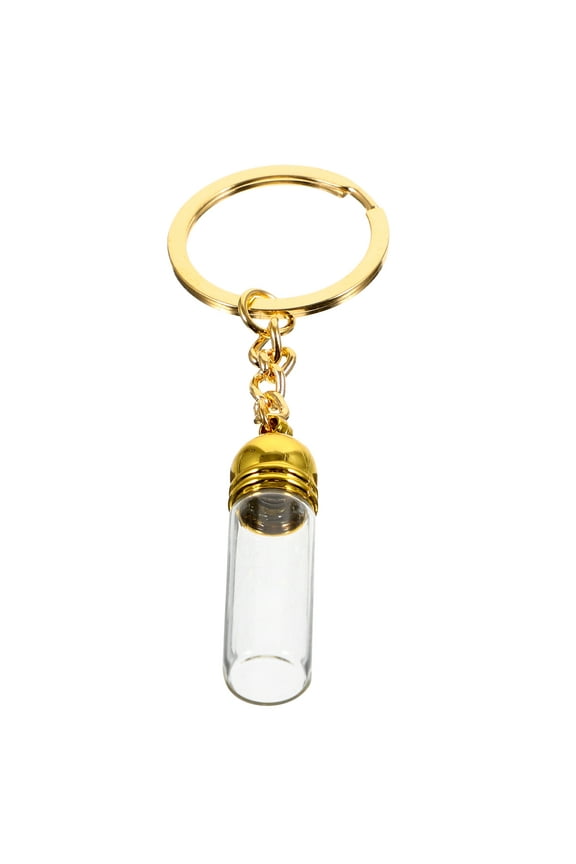 Perfume Bottle Keychain Glass Metal 2Pcs 1.2x0.4x0.4in
