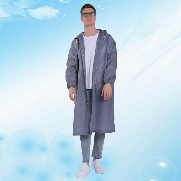 Masteelf 2pcs Transparent Reusable Raincoat EVA Rain Poncho Portable Waterproof Raincoat Thicken Rainwear with Rubber Band Hood and Sleeves for Adults Outdoor Supplies (Gray)