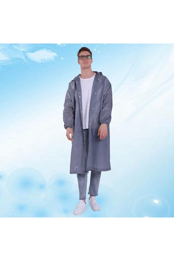 2pcs Transparent Reusable Raincoat EVA Rain Poncho Portable Waterproof Raincoat Thicken Rainwear with Rubber Band Hood and Sleeves for Adults Outdoor Supplies (Gray)