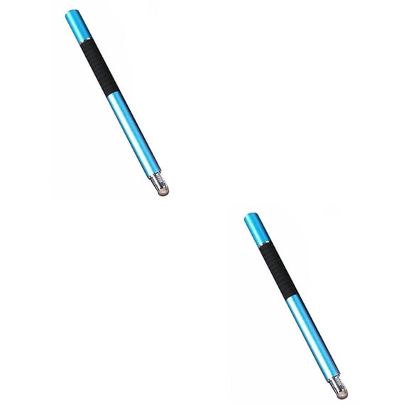 Masteelf 2pcs Universal 2 in 1 Disc and Fiber Tip Capacitive Stylus Touch Screen Pen for All Touch Screen Devices Tablets & Cell Phones (Light Blue)