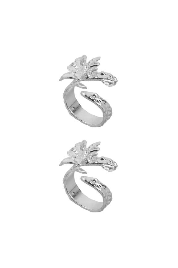 2pcs Vintage Adjustable Open Ring Minimalist Flower Design Open Ring Elegant Jewelry for Women Floral Open Finger Ring for Parties Dates Daily Wear