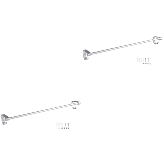 Masteelf 2pcs Wall Mounted Aluminum Towel Rack Single-pole Towel Holder with Hooks for Home