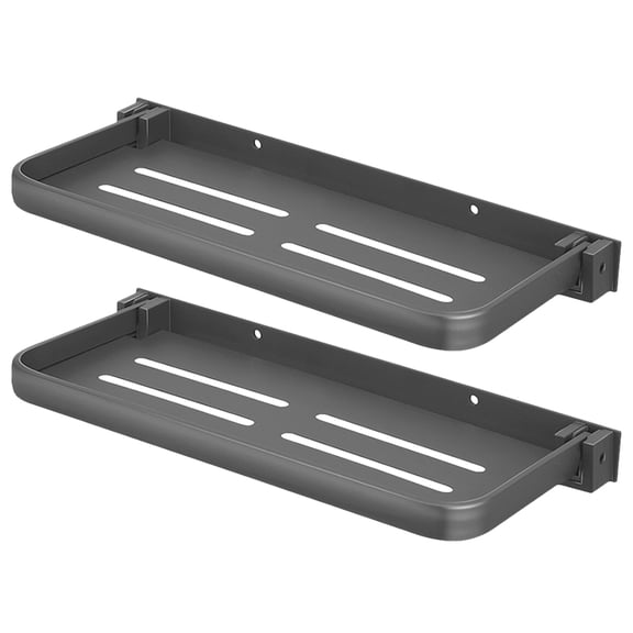Masteelf 2pcs Wall Mounted Shower Shelf Floating Wall Shelf Bathroom Foldable Vanity Bracket Rack Folding Storage Organizer Hanging Storage Holder