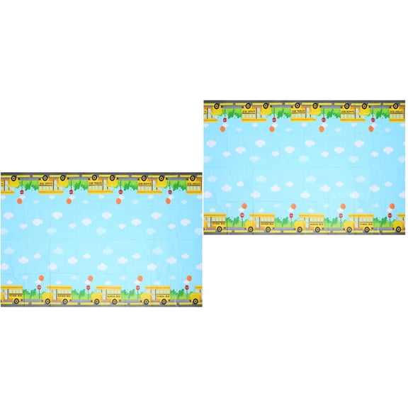 Masteelf 2pcs Welcome Hello Back to School Season PE Bus Tablecloths Table Cloth Cover