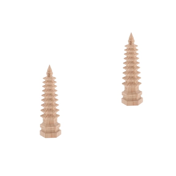 Masteelf 2pcs Wenchang Tower Statue Chinese Architectural Model Feng Shui Decoration Buddhism Temple Decoration Garden Miniature For Office Home Desktop Ornaments