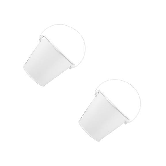 Masteelf 2pcs White Tin Buckets with Handle Small Metal Pails for Classroom, Party, Grill, Oil and Grease Collection