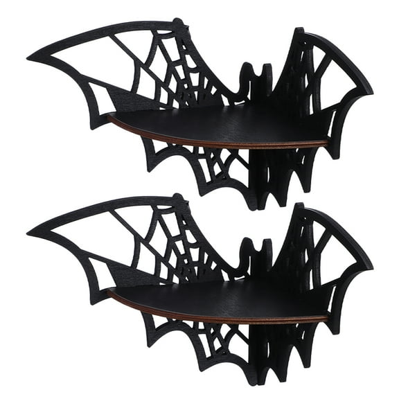 Masteelf 2pcs Wooden Floating Shelves Corner Unique Spider Web Shelf Wall-Mounted Display Shelf For Halloween Decor Farmhouse Style Wall Corner Shelf