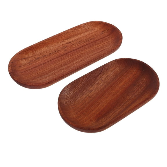 Masteelf 2pcs Wooden Serving Trays Oval Wood Plates For Charcuterie Cheese Bread Fruit Vegetable Dip Sushi Rustic Serving Platter Shallow Dishes