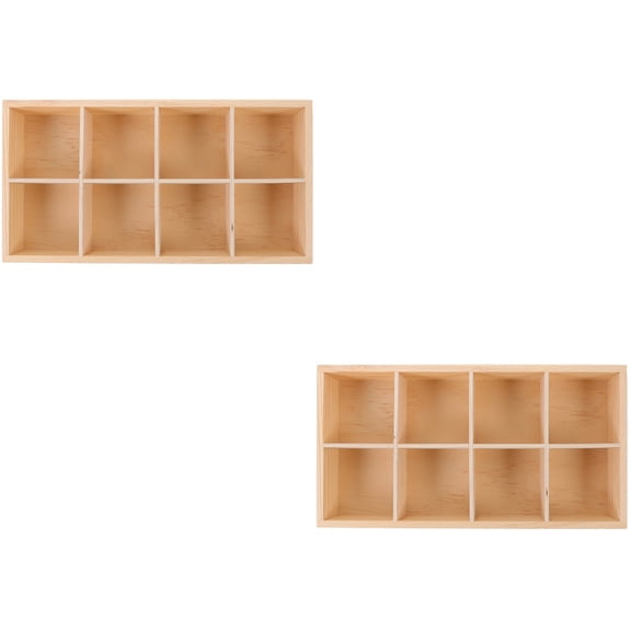 Masteelf 2pcs Wooden Small Flowerpot Tray Succulent Pots Divider Box Wooden Compartment Box Plants Container