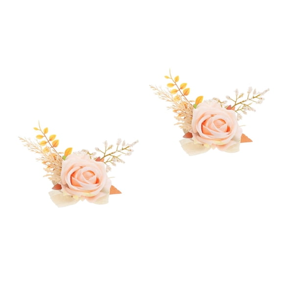 Masteelf 2pcs Wrist Corsage And Boutonniere Set For Wedding Photo Props Boho Design With Artificial Flowers Ideal For Prom And Homecoming Events