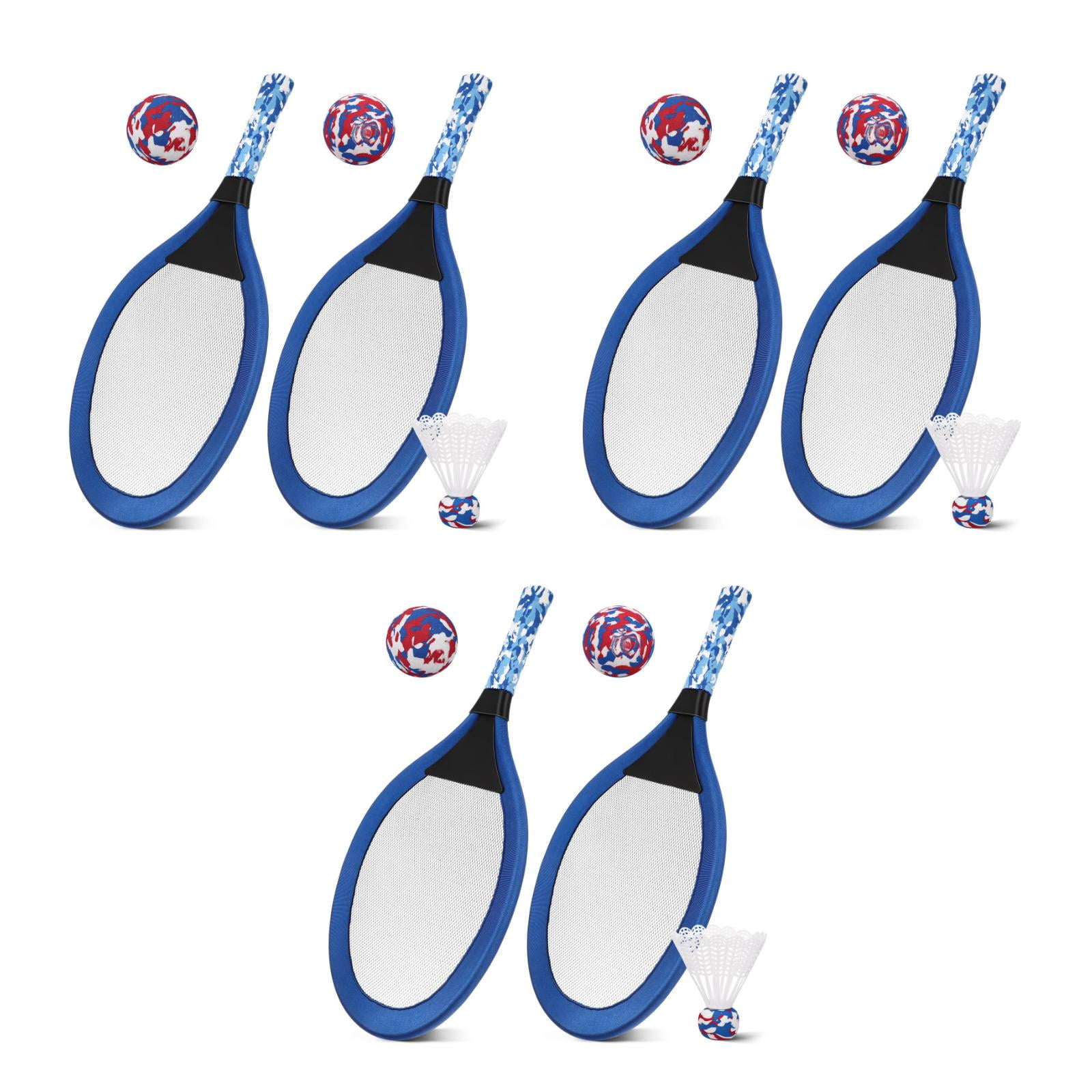 Masteelf 3 Pairs Children's Tennis Racket Kids Palying Badminton Oval Rackets Game Props for Kindergarten Primary School Outdoor Sports (Blue)