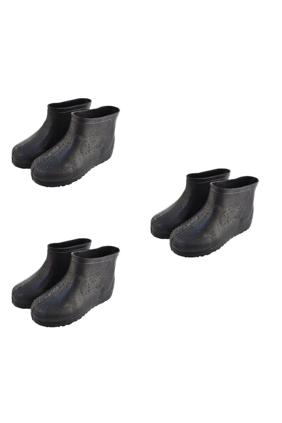 3 Pairs of Portable Acid and Alkali Resistant Rain Shoes Low Canister Boots Size 41 Black