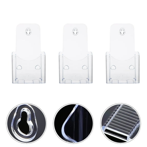 Masteelf  3 Pcs Brochure Display Holder Rack Booklet Counter Stands Wall Mounted Transparent Office White